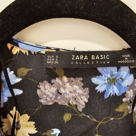 Zara Black Floral Printed Faux Wrap Dress S - Picture 7 of 10